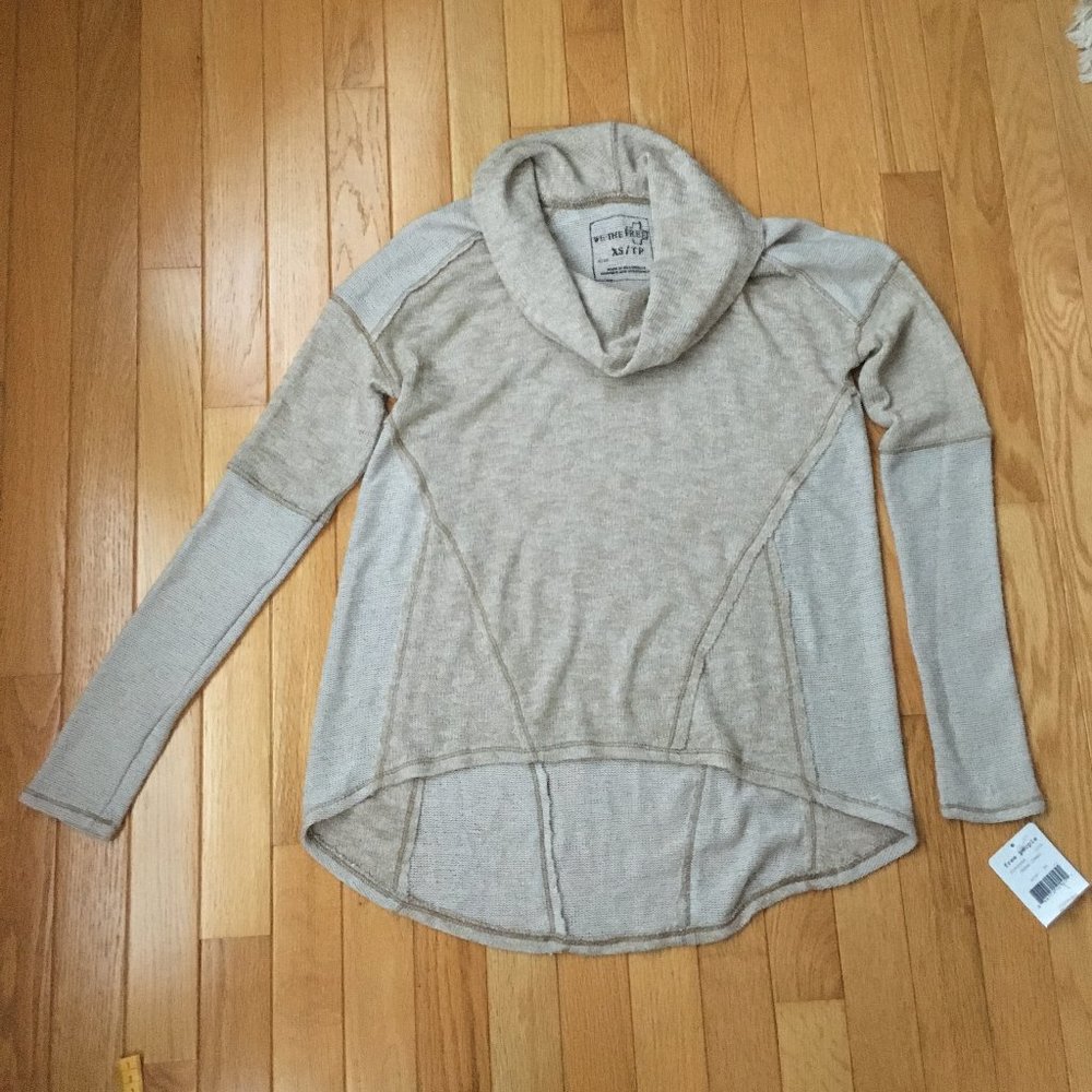 NWT Free People Cream Cowl Hi-Lo Tunic Size XS